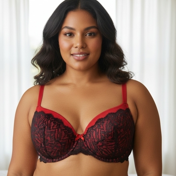 torrid Other - TORRID Women's Bra Underwire Red And Black PUSH UP Lace Bra. Size 46DD.